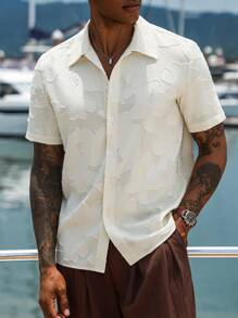 Manfinity Homme 男士休闲纽扣短袖衬衫，夏季