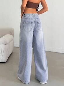 EURMUSE Damen lässige, weite Jeans mit Waschung für den Alltag