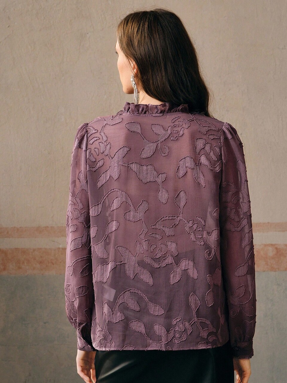 Women's Elegant Studded Pearl 3D Flower Cutout Blouse