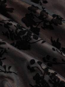 SHEIN MOD Women's Flare Sleeve Ruffle Trim Sweetheart Collar Fitted Sexy Dress, Goth Dress, Witchy Dress, Black Floral Dress, Long Sleeve Black Dress,Black Floral Dress, Black See Through Dress,Fall Clothes For Women,Goth,