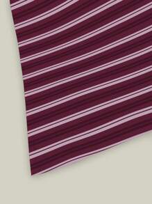 SHEIN 大码女式数码条纹不对称肩大码T恤 - 彩色 - 查看 4