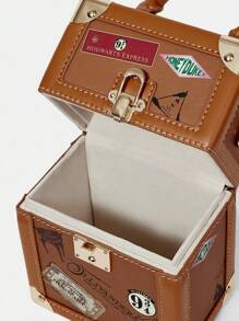 HARRY POTTER X SHEIN 女士时尚字母图案盒形顶部提手包 - 棕色 - 查看 8