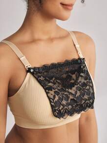 SHEIN Plus Size Women Solid Color Lace Lingerie Accessories - Black - View 4