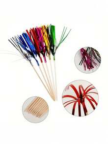 20/50/100 buc bețișoare cu ciucuri și sclipici colorate pentru cocktailuri, tăvi cu fructe, torturi, zile de naștere, nunți, sărbători, decor de masă, reuniuni acasă, petreceri tematice, accesorii de bucătărie, decor de grădină în aer liber