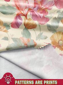 SHEIN BAE 1pc Women Tight Fit Asymmetric Shoulder Ruched Crop Top / Floral Print Short Sleeve Shirt / Graphic Print Blouse / Short Summer Top/Graphic Tees/Graphic Tees Women/Crop Tops/Crop Tops Women/Graphic Tees/Graphic Tees Women - Apricot - View 3