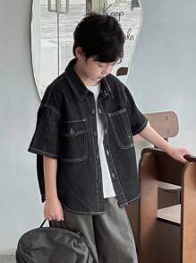 Dazy Kids Plus Size Boys' Loose Casual Denim Jacket