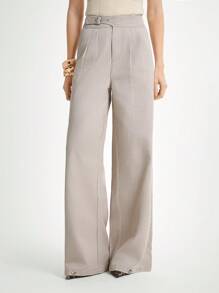 Daynim Women's Solid Color Fold Pleated Casual & Work Wear Denim Pants Wide Leg Jeans Flared Jeans Women Jeans Bell Bottom Jeans High Waisted Jeans