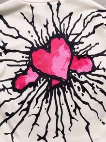 PAVTROS Manfinity Streetrush Men's Angel Heart Graphic Digital Print Short Hoodie Set, 2000s Style - Multicolor - View 4