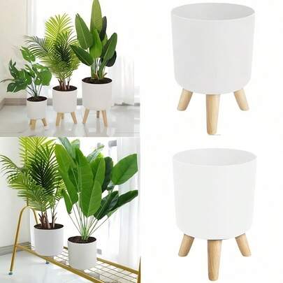 Chậu hoa tròn đứng trên sàn, chân thảo mộc, hệ thống thoát nước tự tưới, cây cảnh có chân gỗ, vườn ươm hiện đại