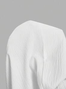 SHEIN MOD 大码露肩米色褶饰连衣裙，优雅适合各种场合 - 白色 - 查看 6