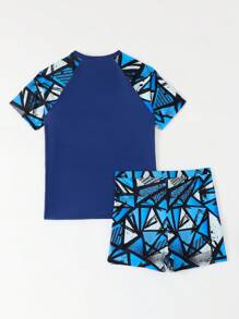 Nuevo conjunto de traje de baño con estampado de posicionamiento de moda para niños preadolescentes - Multicolor - Ver 2
