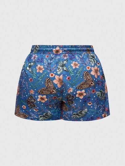 Goth Short femme grande taille gothique avec imprimé papillon, mite et floral tout-sur-tout