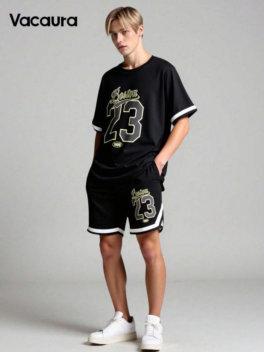 Set di abbigliamento sportivo stampato per ragazzi adolescenti, adatto per uso casual e sportivo