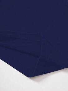 Chiquease 女士纯色无袖修身时尚衬衫，适合大学穿着 - 藏蓝色 - 查看 3