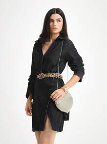 Daynim Women's Casual Asymmetric Denim Dress Autumn