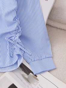 SHEIN Explorewe 女童宽松休闲轻便夹克，蓝色，春夏 - 藍色 - 查看 7