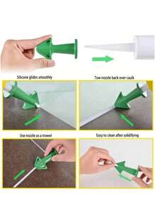 3 件套填缝喷嘴和涂抹器工具 - 密封胶和灌浆环氧活塞配件，用于地板清洁和瓷砖砖接缝，男士工具 - 綠色 - 查看 4