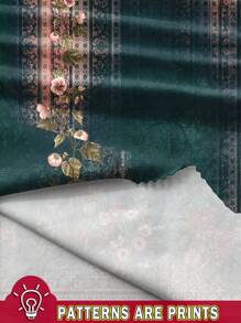 SHEIN LUNE Plus Size Casual Floral Print Relaxed T-Shirt, Suitable For Summer Holiday Suitable For Going Out - Multicolor - View 3