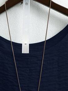 Linhara 大码女式圆领休闲/日常/户外/简约/度假纹理草绿色套头衫，春夏 - 藏蓝色 - 查看 5