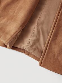 SHEIN MOD Women's Khaki Brown Lace-Up Suede Jacket, Autumn Apparel, Women Brown Blazer, Women Brown Suede Blazer,Back To School,Western,Old Money Style Women