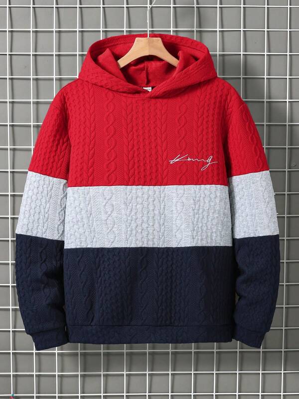 1pc Teen Boys' Contrast Color Block Casual Sport Sweatshirt, Comfortable & Simple Design, Long Sleeve Boys Sweatshirt Boys Back To School Fall Winter