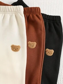 SHEIN 6件套男童休闲舒适百搭可爱圆领卫衣和运动裤套装，加厚保暖内衬运动服，秋冬季返校必备 - 彩色 - 查看 5