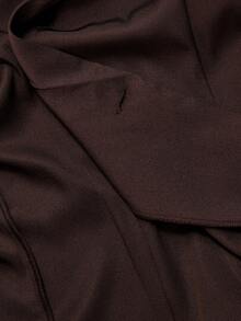 SHEIN MOD Bộ vest nữ đơn giản cổ khoét, eo thắt và quần ống loe, Bộ vest nữ, Bộ đồ hai mảnh màu nâu dành cho nữ, Quần ống loe cho mùa thu/đông - màu nâu - Xem 10