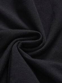 Betty Boop | ROMWE Sexy Cartoon Figure Graphic Black Asymmetrical Neck Women T-Shirt - Black - View 4