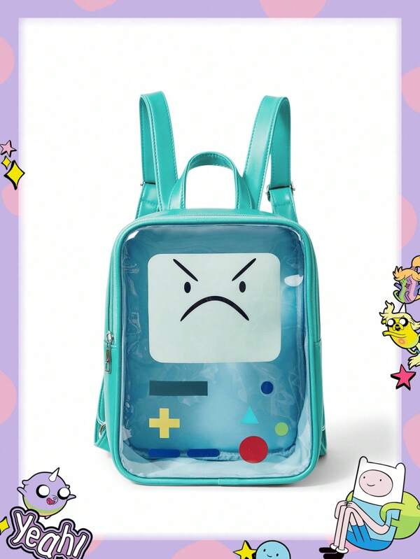 Adventure Time X ROMWE Fashion Backpack, Large Capacity And Portable For Women