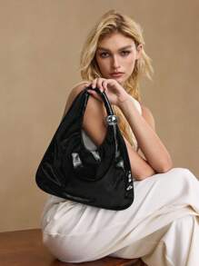 MOTF PREMIUM IRONMONGERY PU LEATHER TOP HANDLE BAG - Black - View 6