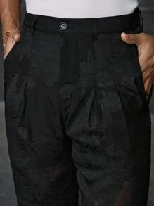 AXEPEAK 男士休闲时尚街头宽松口袋裤，秋季 - 黑色 - 查看 5