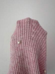 Elenzga Nouveau arrivage Top tricoté à manches courtes avec design mode à clous polyvalent pour femmes, style fille douce pour rendez-vous, automne hiver - Rose bonbon - Voir 7