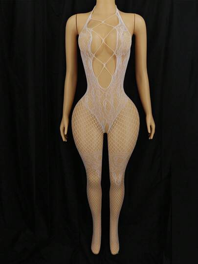 Verleidelijke Bodystocking In Glow The Dark Blauw Lingerie view 7