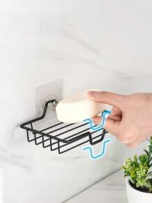 不锈钢皂架壁挂式免打孔卫生间皂盒可沥水皂架。 - 黑色 - 查看 7