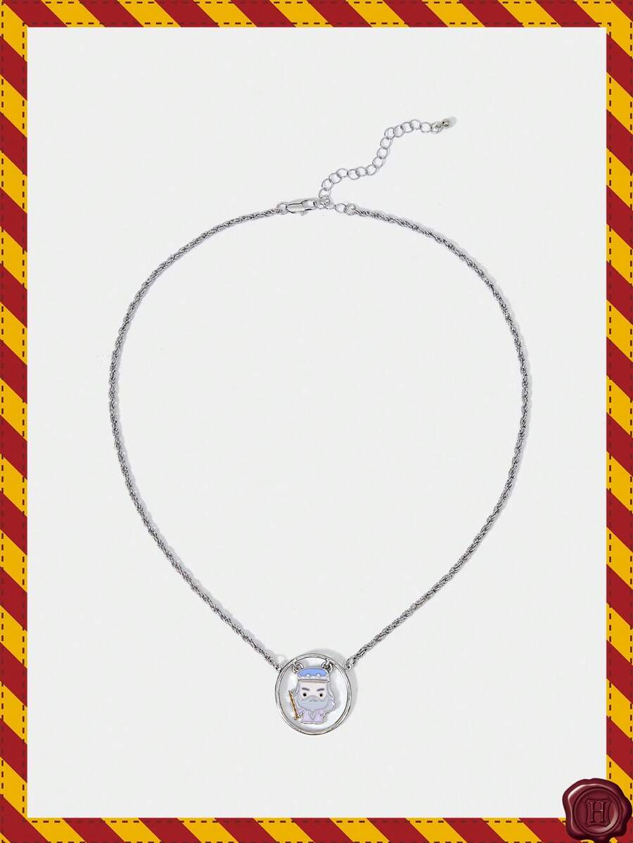HARRY POTTER X SHEIN Fashionable Cute Cartoon Portrait Pendant Necklace - Silver - View 1