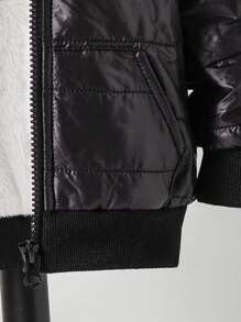 SHEIN 1Pc Infant And Toddler Boys Kids Letter Patched Detail Teddy Lined Fuzzy Full-Zip Jacket Winter Warm Coats With Pockets Hooded Outwear(6mths-3yrs) , Suitable For Outdoor, Daily Wear, Travel Toddler Boy Winter Clothes Kids Boys Winter Outfits Baby Boy Quilted Jacket Baby Boy Winter Jacket Baby Boy Jacket Toddler Boy Winter Coat Boy Winter Jacket Toddler Boy Black Jacket Fall