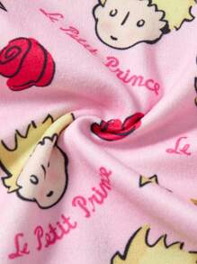 LE PETIT PRINCE X SHEIN 4pcs Young Girl White & Pink Cute Cartoon Rose And Star Print Summer Allover Print Camisole Top & Boxy Panty Set,Kawaii,Sweet,Soft & Comfortable - Pink - View 8