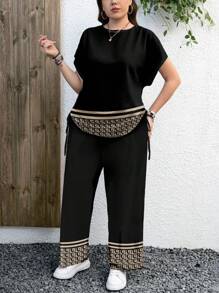 EMERY ROSE Bộ đồ hai mảnh cổ tròn tay cánh dơi nhiều màu dành cho nữ Bộ quần hai mảnh dành cho nữ Bộ đồ thường ngày 2 món dành cho nữ, Trang phục ngày lễ dành cho nữ - Nhiều màu - Xem 6