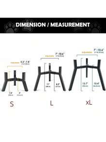 金属升高狗碗架，适用于超大型犬和大型犬，宽度可调，适合 7-10.6 英寸狗粮和水碗，单个高升高狗碗架（不含碗） - 彩色 - 查看 2