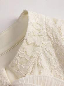 SHEIN Clasi Plus Size Women's Fashion Casual Lace Ruffle Flare Sleeve T-Shirt Fall Cloth For Women - Apricot - View 7