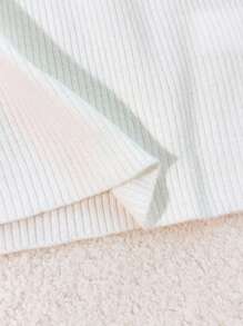 Franclia Nueva camiseta sin mangas de punto con cuello polo de ajuste ceñido para mujer, suéter de punto blanco para la universidad - Blanco - Ver 5