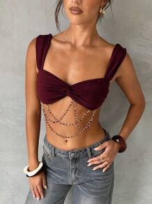 Aloruh 女士扭结波西米亚链条装饰吊带背心