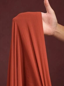 Veslaya 春夏新品，休闲通勤度假日常穿搭，纯色卡其色宽松落肩短袖圆领口袋上衣搭配超长直筒裤，梭织纹理面料，女士加大码两件套 - 紅木色 - 查看 8