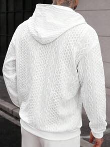 Manfinity CasualCool 男士高级提花纹理运动衫，白色运动衫，秋季送给男朋友或丈夫的理想礼物 - 白色 - 查看 2