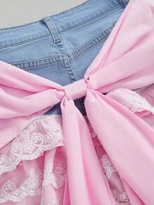 ROMWE Kawaii 可爱甜美蛋糕下摆女式牛仔迷你裙