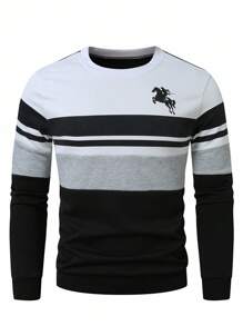 Calvornis Sudadera de talla grande para hombre con parches de colores contrastantes, otoño - Multicolor - Ver 3