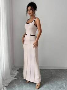 Elenzga Eleganter Maxirock mit Blumenmuster und Meerjungfrauen-Motiv in Farbblock-Optik, Boho-Party und Feiertage