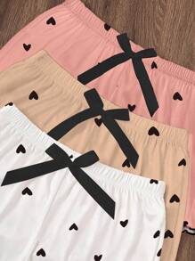 SHEIN 3件套心形印花吊带背心和短裤睡衣套装可爱睡眠套装两件套睡衣套装心形睡衣套装女士可爱套装女士睡衣套装 - 彩色 - 查看 5