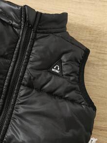 SHEIN 新生男婴/女婴三件套：连帽长袖半拉链套头衫、带袖口的裤子和无袖背心男婴冬季套装 - 彩色 - 查看 4