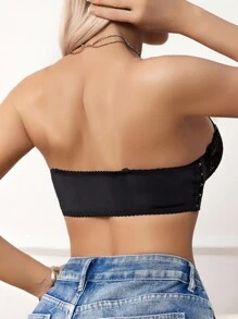 SHEIN 1 Áo ngực không dây thoải mái có dây đeo có thể tháo rời và khóa cài bên hông - Áo ngực ren gợi cảm Allure - Màu xanh lam - Xem 2